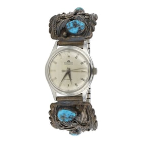 Vintage Navajo Kingman Turquoise Watch Bracelet