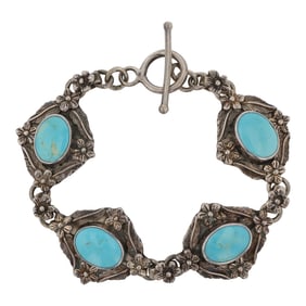 Carol Felly Anglo Designer Southwest Shop Kingman Turquoise Link Bracelet