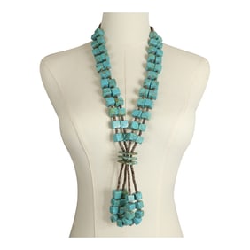 Navajo Turquoise & Shell Heishi Jacla Necklace