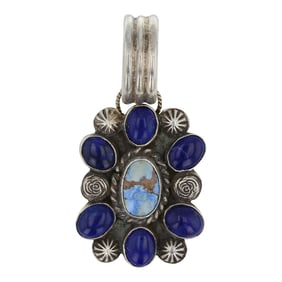 Damian Cotton Navajo Lapis & Golden Hill Turquoise Cluster Pendant