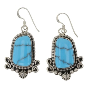 Della Wylie Navajo Spiderweb Turquoise Earrings