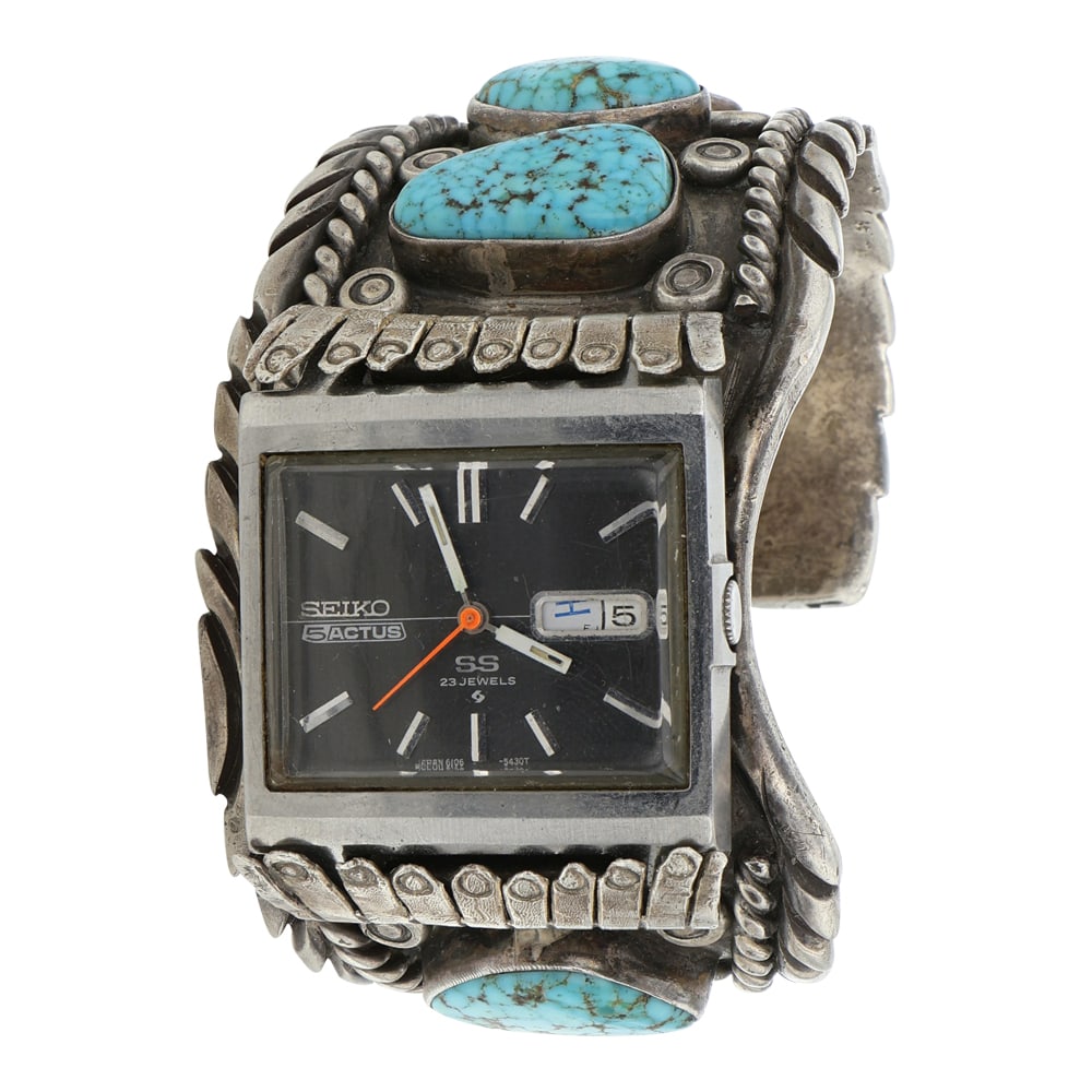 Vintage Navajo Kingman Turquoise Watch Bracelet (1 of 3)