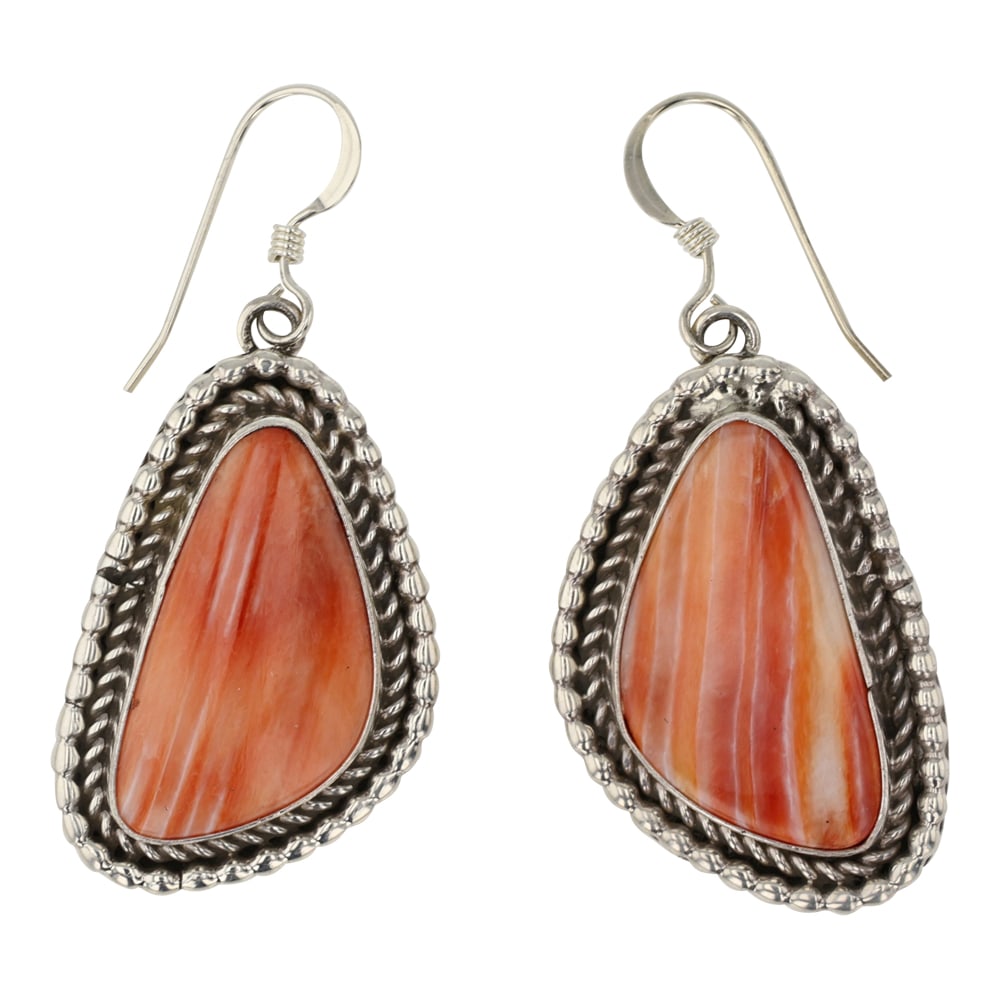 Lee Sandoval Navajo Spiny Oyster Earrings: Sterling Silver | Genuine Spiny Oyster | Lee Sandoval Navajo Spiny Oyster Earrings | Navajo Native American Southwest Indian Jewelry | Good (no breaks or damages) | Approximate Weight: 10 Grams | Earr