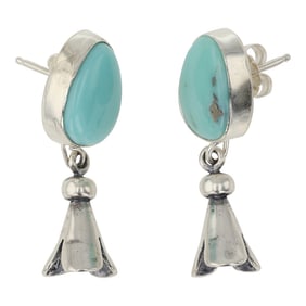 Navajo Compitos Turquoise Blossom Earrings