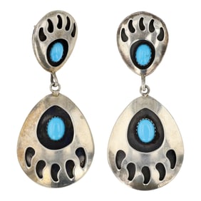Beatty Tom Navajo Sleeping Beauty Turquoise Bearpaw Earrings
