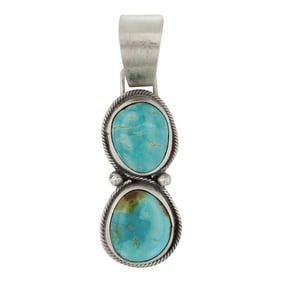Jameson Garcia Navajo Nevada Turquoise Two Stone Pendant