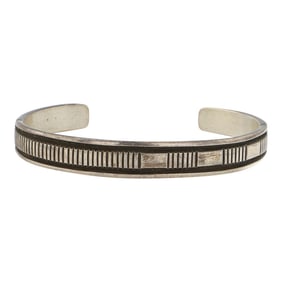 Bruce Morgan Navajo Plain Silver Cuff bracelet