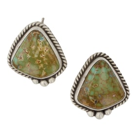 Burt Francisco Navajo Carico Lake Turquoise Earrings