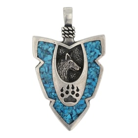 Navajo Turquoise Chip Inlay Pendant