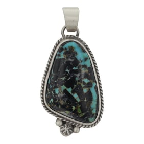 Burt Francisco Navajo Black Jack Turquoise Pendant