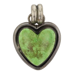 Kay Yazzie Navajo Gaspeite Heart Pendant