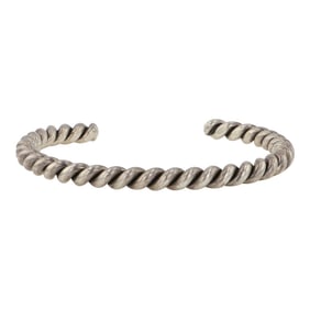 Vintage Navajo Plain Silver Braided Bracelet