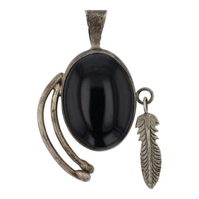 Vintage Navajo Black Onyx Pendant