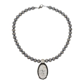 Danny Clark Navajo ( 1946-2021) White Buffalo Necklace
