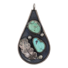 Vintage Navajo Nevada Turquoise Pendant