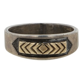 Vintage M&M Rogers Southwest Shop Sterling Silver & 14K Gold Ring