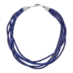Navajo lapis Roundell Beads Five Strand Necklace