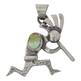 Navajo Palomino Variscite Kokopelli Pendant