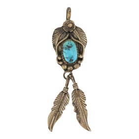 Vintage Navajo Kingman Turquoise Pendant