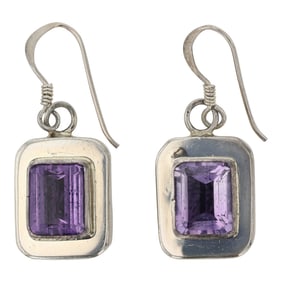 Paul Livingston Navajo Faceted Amethyst Earrings