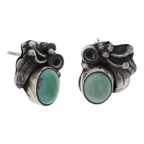 Lydia Begay Navajo Nevada Turquoise Earrings