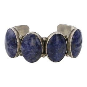 Navajo lapis Four Stone Cuff Bracelet