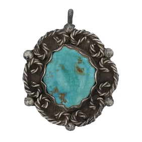 Vintage Navajo Nevada Turquoise Pendant