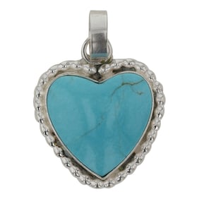 Navajo Compitos Turquoise Heart Pendant