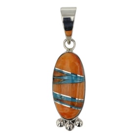 Catheryn Webster Navajo Spiny Oyster & Turquoise Inlay Pendant