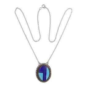 Navajo Inlay Block Necklace