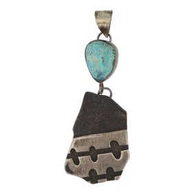 Ha-ta-weh Mark D Stevens Laguna Pueblo Nevada Turquoise Pendant