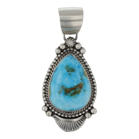 Sheila Tso Navajo Sonoran Mountain Turquoise Pendant