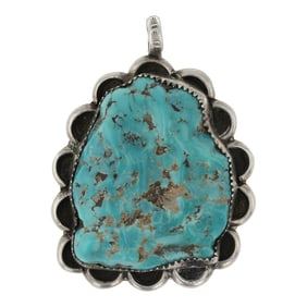 Vintage Navajo Nevada Nugget Turquoise Pendant