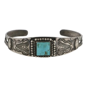 Vintage Fred Harvey Era Kingman Turquoise Bracelet