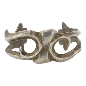 Vintage Navajo Plain Silver Sandcast Cuff Bracelet