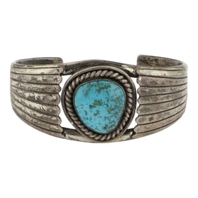 Vintage Navajo Kingman Turquoise Cuff Bracelet