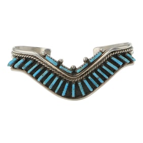 Zuni Kingman Turquoise Needlepoint Cuff Bracelet