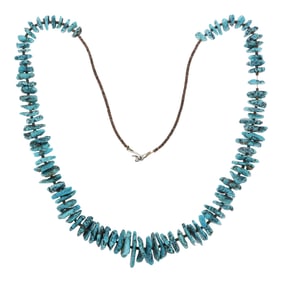 Vintage Navajo Kingman Turquoise Nuggets & Shell Heishi Necklace