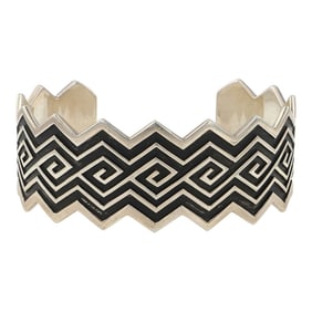 Ray ( Raynard) Scott Navajo Plain Silver Intricate Cuff Bracelet