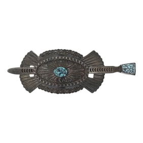 Darryl Becenti Navajo Spiderweb Turquoise Hair Barrette
