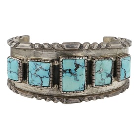 Fred Baca Vintage Navajo Spiderweb Turquoise Cuff Bracelet
