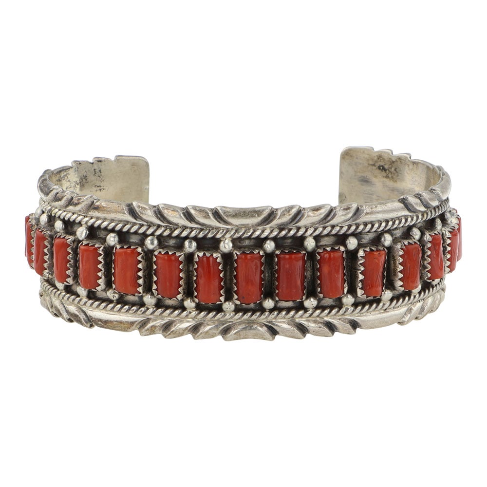 Navajo Mediterranean Coral Cuff Bracelet (1 of 3)