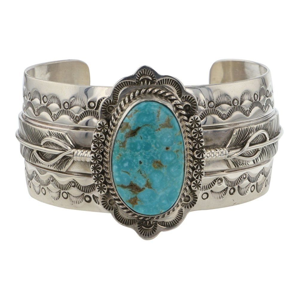John Nelson Navajo Blueridge Turquoise Cuff Bracelet (1 of 4)