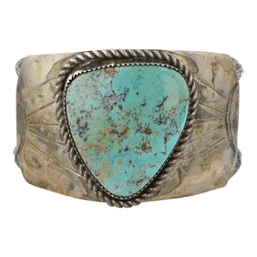 Vintage Navajo Nevada Turquoise Cuff Bracelet