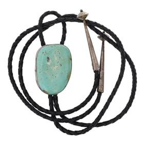 Adam Fierro Navajo Nevada Turquoise Bolo Tie
