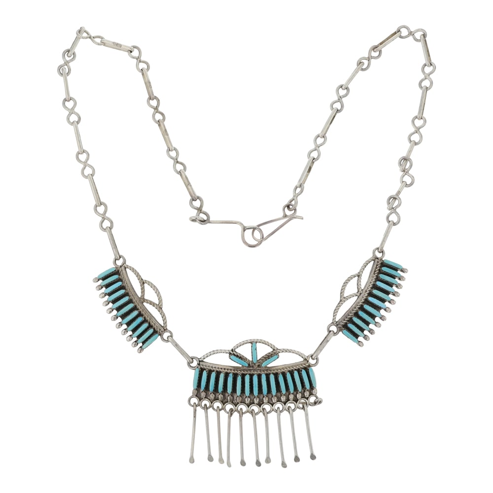 Zuni Kingman Turquoise Needlepoint Chandelier Necklace (1 of 3)