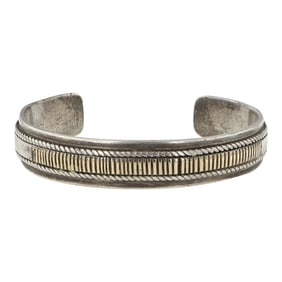 Aaron Johnson Navajo 14K Gold & Sterling Silver Cuff Bracelet