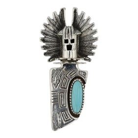 Carol Felley Southwest Shop Anglo Designer Kingman Turquoise Pin / Pendant