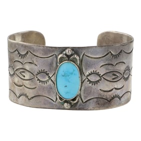 Vintage Navajo Kingman Turquoise Cuff Bracelet
