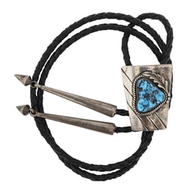 Vintage Navajo Ithaca Peak Turquoise Bolo Tie